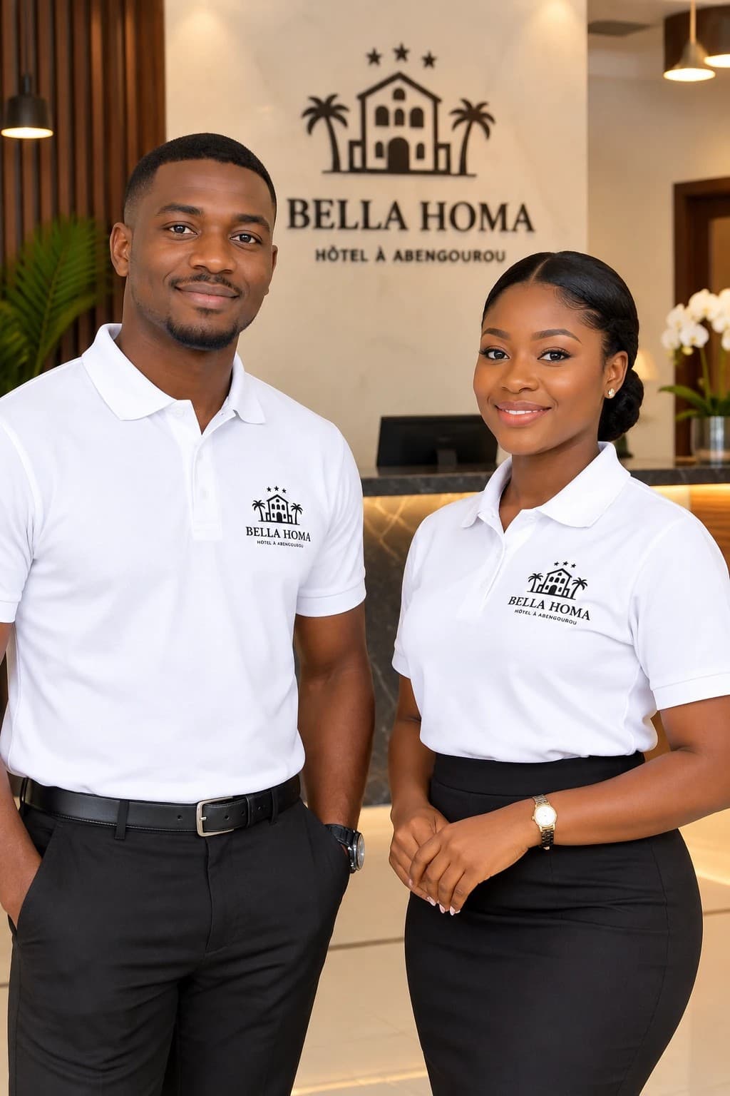 L'équipe de l'hôtel Bella Homa à la réception